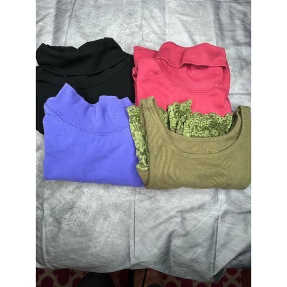 Lot 4 Tops Women Small Medium Turtle Neck Layering Comfy Winter Multicolors - Picture 2 of 14